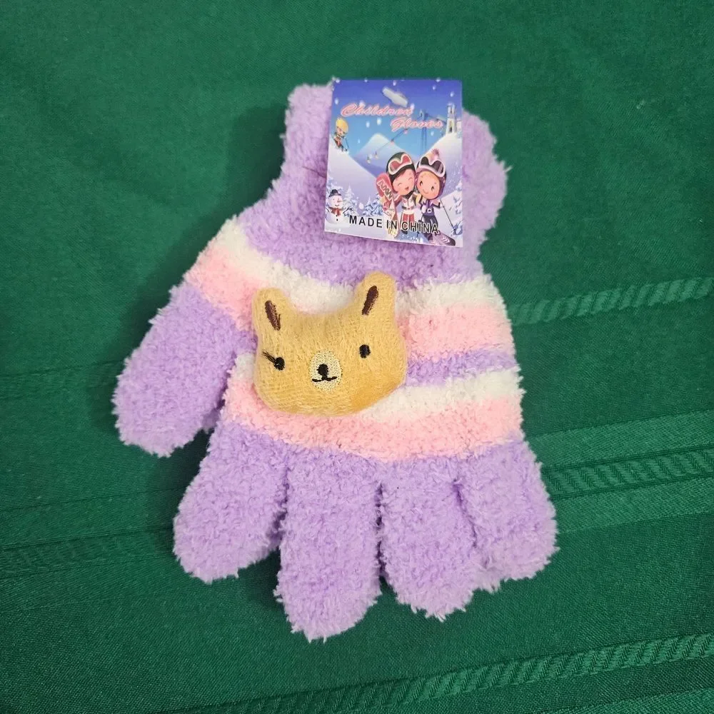 2/$15 2 Pairs Cozy Kids Mittens - Brown and Purple
